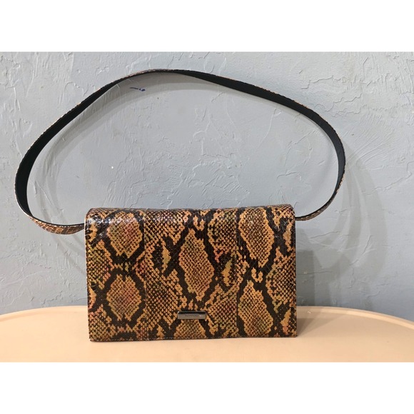 Vintage Missoni Snakeskin Clutch With Removable Shoulder Strap Snap Button Black